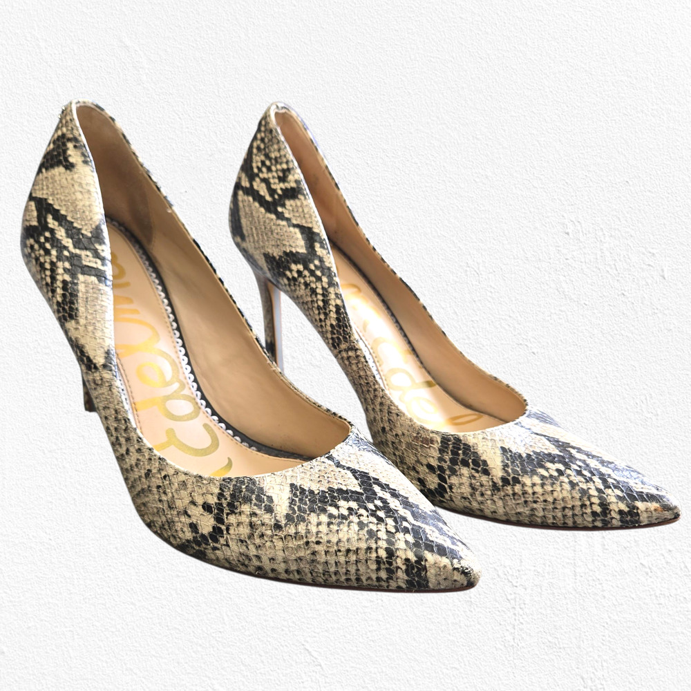 Sam Edelman Hazel Snakeskin Leather Pointed Toe Stiletto Heels 4 in Heels Size 8